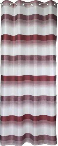 Ösenschal Weiß/Rot Gestreift 140x245cm - Klassische Gardine mit Ösenaufhängung, ideal für jeden Raum. Durchscheinendes Polyester-Material sorgt für ein angenehmes Lichtspiel.