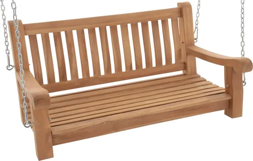 CLP Schaukelbank Joyce aus massivem Teakholz - Wetterfeste Hollywoodschaukel, inklusive Befestigungsmaterial, besonders robust und pflegeleicht für langanhaltenden Gartenkomfort.