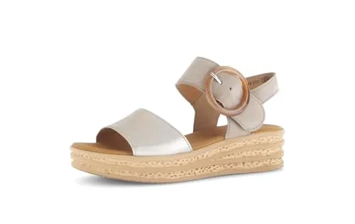 Gabor Riemchensandale beige 37,5 EU (4,5 UK) – Elegante Plateau-Sandale - Modische Riemchensandale aus Glattleder in Größe 37.5 mit 4.5 cm Absatzhöhe. Ideal für den Sommer, bietet sie Komfort und stilvollen Halt durch den praktischen Klettverschluss.