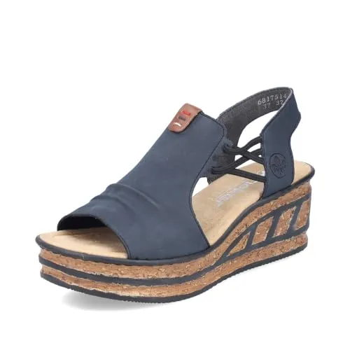 Rieker Damen Pantoletten 68175 - Wanderschuhe, bequeme und stylische Slipper mit Keilabsatz für optimalen Tragekomfort, ideal für den Sommer.