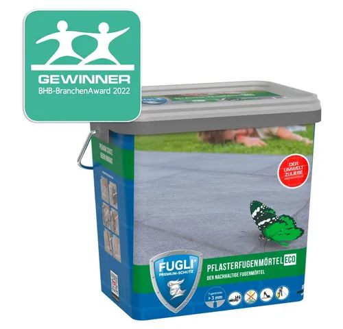 FUGLI® Fugenmörtel Pflasterfugenmörtel Eco 12,5 kg - Baumaterial, wasserdurchlässig und frostbeständig, ideal für die Verfugung von Pflaster-, Platten- und Klinkerflächen.