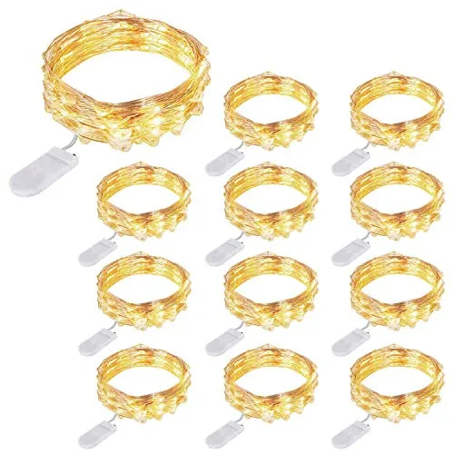Stück 20er LED Micro Lichterkette Batterie-betrieb, 2M Kupferdraht Lichterkette String Fairy Lights, Wasserdicht Lichterketten für DIY Weihnachten Hochzeit Party Festival Dekorationen (Warmweiß) 12