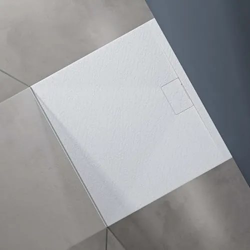 doporro Duschtasse Duschwanne 90x100x3 flach - Duschkabinen & -wände, aus hochwertigem Mineralguss, ideal für bodengleiche Montage mit integrierten DIN-Anschlüssen und antirutsch Oberfläche für maximale Sicherheit.