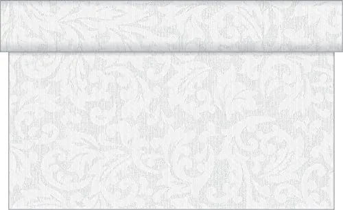 Sovie Home Tischläufer MIKA in HELLGRAU, 40cm x 4,80m, 1 Stück, aus Linclass® Airlaid, alle 30cm perforiert, Ton-in-Ton Ornamentdesign, elegant & vielseitig