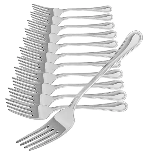 com-four® 12x Kuchengabel aus rostfreiem Edelstahl 430 - stilvolles Tafelbesteck im schlichten Design - kleine Dessertgabeln - Vorspeisegabeln - 13,7 cm (13.7cm - 12 Stück)