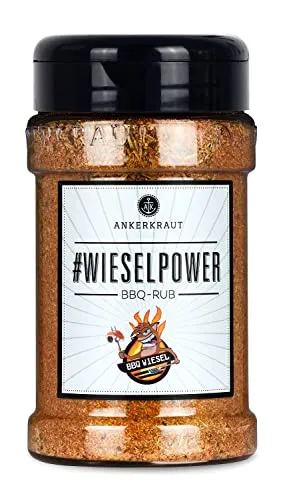 Ankerkraut #Wieselpower, BBQ Rub Gewürzmischung zum Grillen von Steaks, Spare Ribs und Pulled Pork, 210g im Streuer