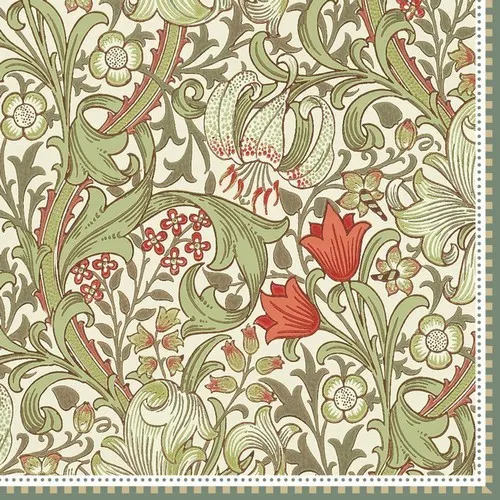 Servietten William Morris green Künstlerische Ranken Blumen Ornamente 33x33cm 20