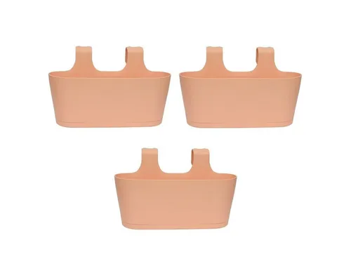 Engelland Blumenkasten Blumentopf zum Hängen - 3er Set, 5,5 Liter - Blumenkästen mit Wasserauffangschalen, frost- und UV-beständig, ideal für Balkongeländer bis 6 cm Breite, einfache Montage ohne Werkzeug.