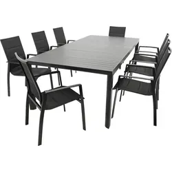 DEGAMO Garnitur LAGOS XL 9-teilig - Gartenmöbel-Set für bis zu 14 Personen, mit innovativem Butterfly-Auszugsmechanismus und wetterfesten Polstern für höchsten Sitzkomfort.