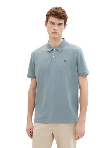 TOM TAILOR Herren Basic Piqué Poloshirt, 27475 - Grey Mint, L