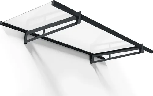 Palram - Canopia Vordach Eifel 2050 | Anthrazit | 93x205x19 cm - Außenanbau mit modernem Design, schützt Ihren Eingangsbereich vor Witterungseinflüssen und bietet hohen Lichteinfall dank hochschlagfester Acrylplatten.