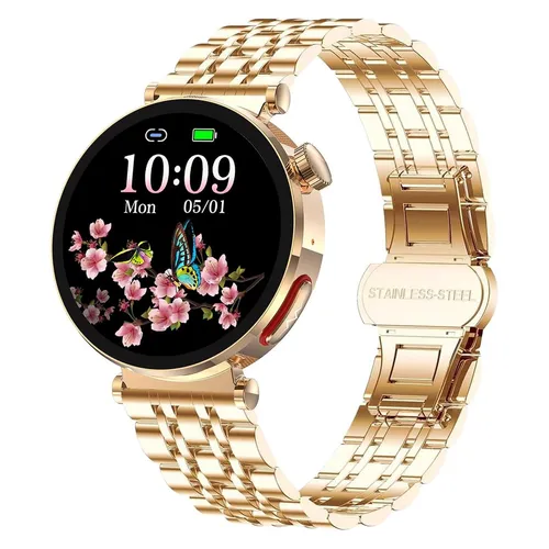 Knauermann NEO 2 (2025) - Gold Rund Gesundheitsuhr Smartwatch - Smartwatch mit EKG, HRV und Blutdrucküberwachung. Stilvolles Design, lange Akkulaufzeit und Notruffunktion für mehr Sicherheit im Alltag.