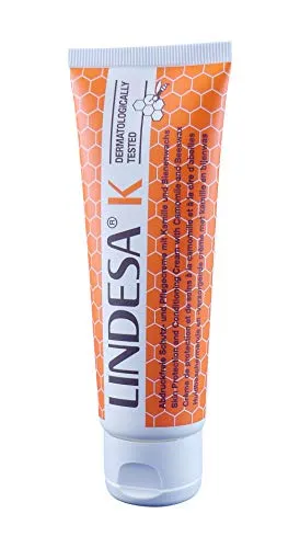 Lindesa K Pflegecreme mit Kamille und Bienenwachs 75ml - Handcreme mit Kamille und Bienenwachs, schnell einziehend und ideal für beanspruchte Haut, silikonfrei und pflegt intensiv.
