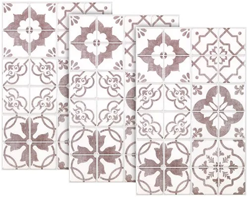 infactory Klebefliesen 3D: Selbstklebende 3D-Bordüre-Fliesenaufkleber, 29,5 x 19,5 cm, 3er-Set (Fliesenaufkleber Küche, Klebefolie Fliesen, Reparaturset)