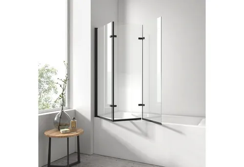 EMKE Badewannenaufsatz 3-teilig - Faltbare Duschwand aus Sicherheitsglas - Badewannenaufsätze für platzsparende Lösungen, mit innovativem Hebe- und Senkmechanismus für optimalen Spritzwasserschutz und einfache Montage.