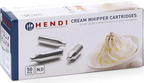 Hendi Sahnekapseln 586907 - 50 Stück für Sahnespender - Sonstige - Ideal für die Zubereitung von Schlagsahne und Mousses, jede Kapsel reicht für bis zu 500 ml Sahne, passend für gängige Sahnespender.