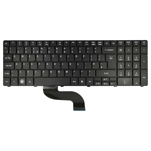 vhbw Tastatur Keyboard QWERTY kompatibel mit Acer Aspire 5750G, 5750, 5810t, 5810, 5745, 5745Z, 5745PG Notebook - Schwarz, mit Nummernblock