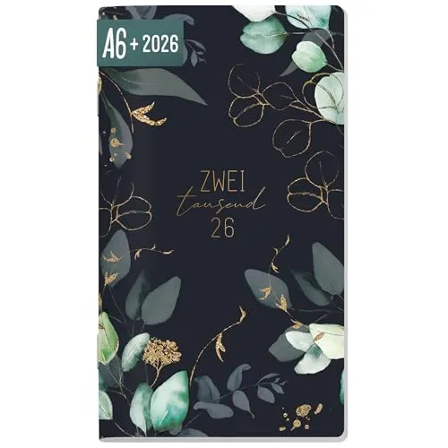 Häfft® Monatskalender Square A6+ 2026, Taschenkalender klein 1 Monat pro Doppelseite 40 Seiten Monatsplaner, kompakter Kalender mit Ferienübersicht