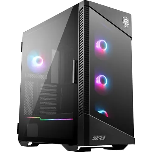 MSI MPG VELOX 100R Mid-Tower PC-Gehäuse - E-ATX-kompatibles Gehäuse mit gehärteter Glasfront und 4x 120mm ARGB-Lüftern für beeindruckende Beleuchtung und Kühlung.