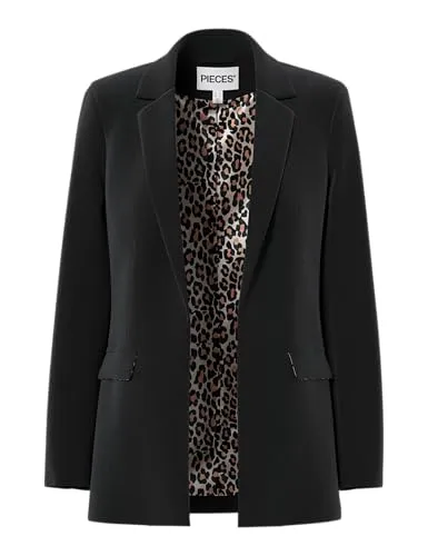 PIECES Pcbozzy Ls Detail Blazer Noos Bc - Blazer für Damen mit Fly-Away Kragen, normal geschnitten und mit Innenfutter für optimalen Tragekomfort.