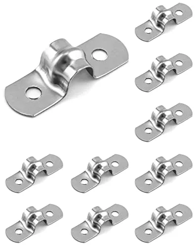 QWORK® 10 Stück 8mm U-Rohrschelle 304 Edelstahl, Befestigungsschelle für Befestigung von Kabeln und Rohren (M8)