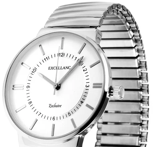 Damenuhr Herrenuhr Armbanduhr Silber Zugarmband Stretchband Flexband 1700012