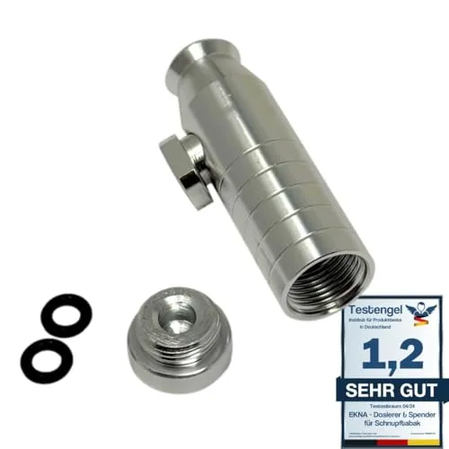 EKNA Schnupf Dosierer - Snuff Bottle - Pulver Spender - Versch. Varianten - Grinder Dispenser - Snus Zubehör (V2 - silber)