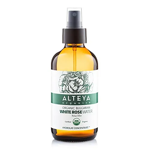 Alteya Organics Weißes Rosenwasser Spray Glassflasche 240ml - 100% USDA Organic-zertifiziert Rein Natürlich - wasserdampfdestilliertes Blütenwasser aus Alba-Rosen