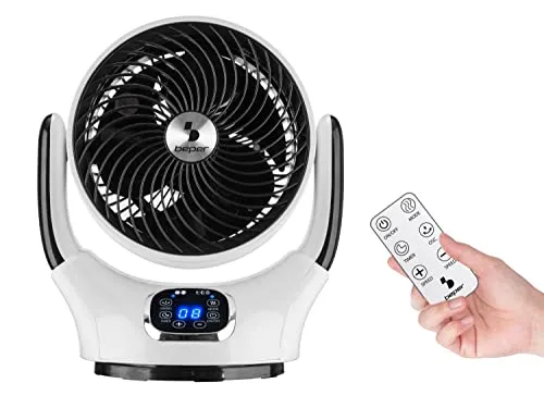 BEPER P206VEN260 Tischventilator Leise mit Automatischer Rotation - Ventilator mit automatischer Oszillation für optimale Luftzirkulation, 12 Geschwindigkeitsstufen und programmierbarem Timer – ideal für jeden Raum!
