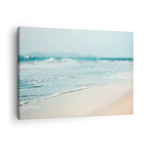 Bilder auf Leinwand Kante Welle Wasser Leinwandbild mit Rahmen 70x50cm Wandbilder Dekoration Wohnzimmer Schlafzimmer Küche Deko Klein Wanddeko Bild Wand Kunstdruck Art Wall Decor Canvas AA70x50-5084