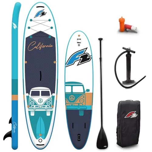 F2 SUP-Board California 10'6''/11'6'' - Navy 2025 - Vielseitiges Stand Up Paddle Board für Anfänger und Fortgeschrittene. Inklusive Paddel, Handpumpe, Tasche und Reparaturset. Ideal für entspannte Ausflüge auf dem Wasser.