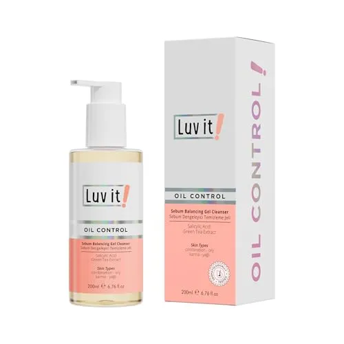 Luv it! Ölregulierendes Reinigungsgel mit Niacinamid, 200 ml - Effektives Reinigungsgel für Mischhaut und ölige Haut, entfernt Talg und Unreinheiten. Mit hochwertigen Inhaltsstoffen für ein frisches Hautgefühl und mattierte Haut ohne Austrocknung.