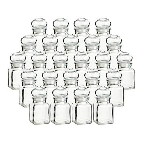 gouveo 24er Set Gewürzgläser 150 ml eckig mit Glaskorken von gouveo