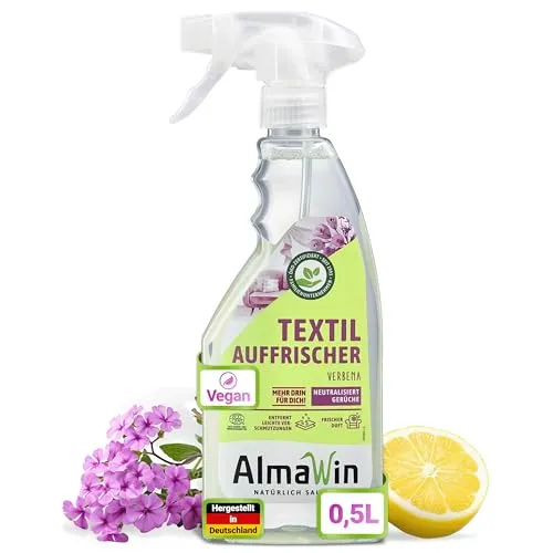 AlmaWin® Textilauffrischer [500ml] zum Reinigen & Auffrischen von Kleidung, Polster & Mehr - Textilerfrischer mit frischem Verbena-Duft - Geruchsentferner, Textil Spray - Natürlich & VEGAN