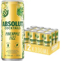 Absolut Cocktail Pineapple Fizz 10,0 % vol - 12er Pack fruchtiger Genuss - Lebensmittel Vorratspacks mit fruchtigem Ananasgeschmack, ideal für Partys oder entspannte Abende. Modernes Dosendesign für einen stilvollen Genuss.