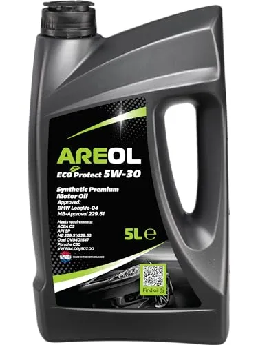 AREOL ECO Protect 5W-30 Motoröl, 5 Liter - Hochleistungsmotoröl für moderne Benzin- und Dieselmotoren, unterstützt Dieselpartikelfilter und sorgt für geringen Ölverbrauch, ideal für umweltbewusste Fahrer.