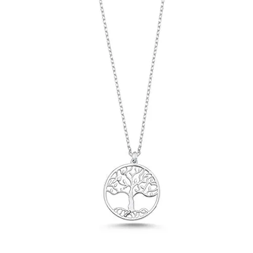 Einzelstück® Halskette mit Lebensbaum Anhänger I 925 Sterling Silber /14K Gold/ 14K Roségold vergoldet I Silberkette Aoratos Tree of Life I Antiallergen & Nickelfrei (Silber)