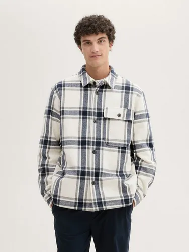 TOM TAILOR Denim Hemdjacke mit Karo-Muster beige XXL (56/58) - Funktionsjacke mit pflegeleichtem und wärmendem Material, ideal für lässige Outfits und wechselhaftes Wetter.