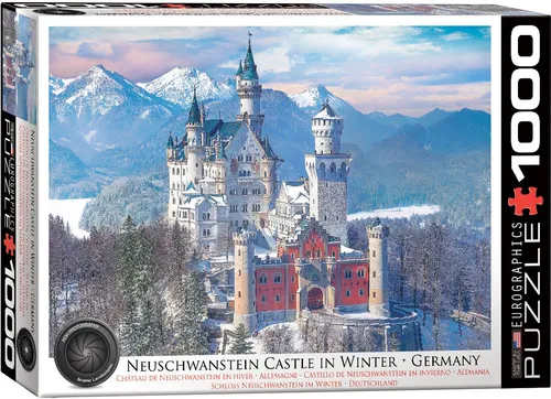 Puzzle 1000 Teile Puzzle - Puzzle - Schloß Neuschwanstein im Winter, Puzzleteile