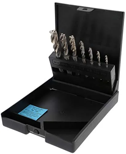 Einschnittgewindebohrer-Sortiment 35° RSP, HSS-G, ISO 529, M 3-12 - Zubehör für Elektrowerkzeug, hochwertiger HSSE Maschinengewindebohrer-Satz für präzise Gewindeschneidarbeiten.