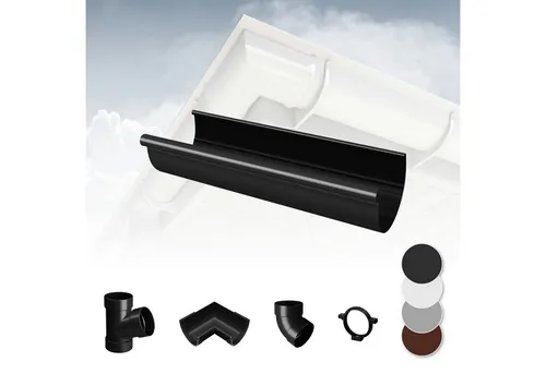 RainWay Dachrinne, Regenrinnen System (Dachrinne) - PVC-U Kunststoff in 4 Farben, für Dachflächen > 100m² empfohlen, Regenrinne Gartenhaus Carport