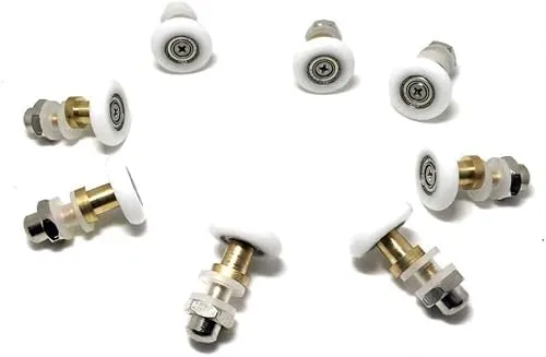 Set mit 8 Einzelrollen für Duschkabinentüren, Laufrollen, Riemenscheiben, Führungsschienen, 25 mm Durchmesser, für Zuhause, Badezimmer, DIY