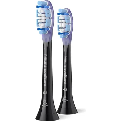 Philips Sonicare G3 Premium Gum Care Ersatzbürstenkopf, Schwarz, 2er-Pack - Ersatzzahnbürsten mit gewölbter Borstenanordnung für bis zu 7x gesünderes Zahnfleisch in nur zwei Wochen und bis zu 10x mehr Plaqueentfernung an schwer erreichbaren Stellen.