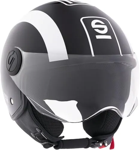 Sparco Demi-Jet Motorradhelm schwarz und weiß mit ABS-Schale Größe L