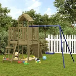 vidaXL Spielturm aus imprägniertem Kiefernholz - Gestalte einen einzigartigen Spielplatz im eigenen Garten! Dieser robuste Spielturm bietet eine Kletterwand, Schaukel und Sandkasten für unvergessliche Abenteuer. Aus langlebigem Kiefernholz für maximale Stabilität.