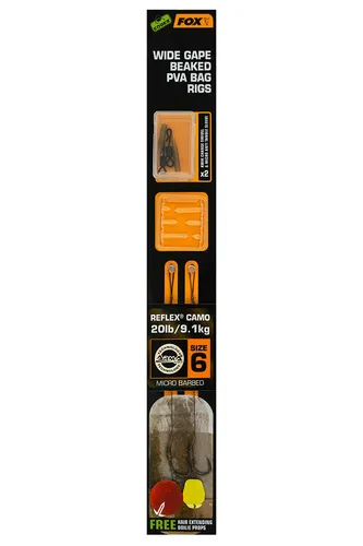 Fox Wide Gape Beaked PVA Bag Rigs 20lb Size 6 Reflex camo