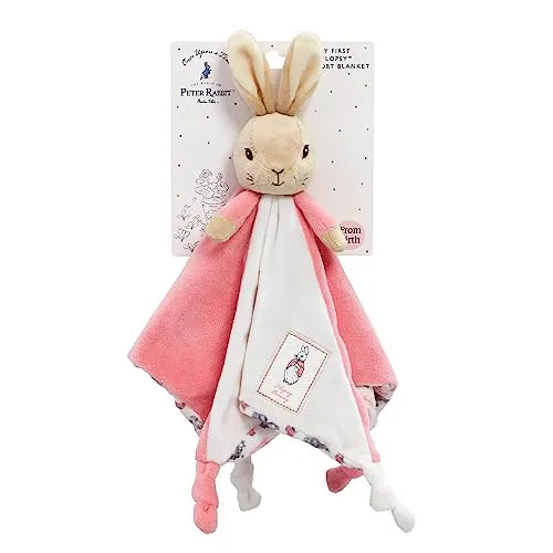 Petit Jour Paris Schmusetuch Beatrice Potter Peter Rabbit Hase Bunny rosa 24 cm - Stilltuch mit Peter Rabbit-Design, ideal für die frühkindliche Entwicklung und Geborgenheit – ein zeitloser Begleiter für Ihr Baby.