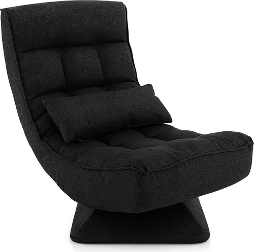 COSTWAY 360° drehbarer Bodensessel mit Rückenlehne und Lendenkissen