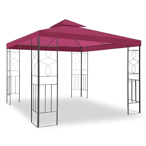 habeig Pavillon Romantika 3x3m - WASSERDICHTER Pavillon - Quadratischer Pavillon für Garten, Terrasse oder Party, 100% wasserdicht mit robustem Metallgestell und einfacher Selbstmontage.