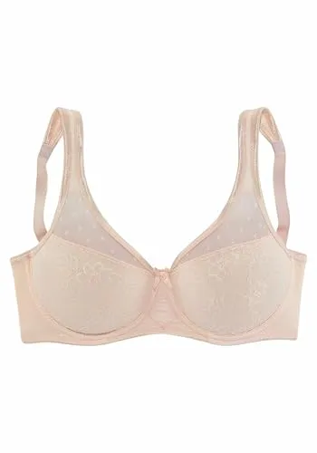 Lascana Damen Minimizer BH in Beige (puder9402) - 75C - Funktionsunterwäsche mit minimierender Funktion, die die Büste optisch verkleinert und durch zarte Jacquardspitze besticht.